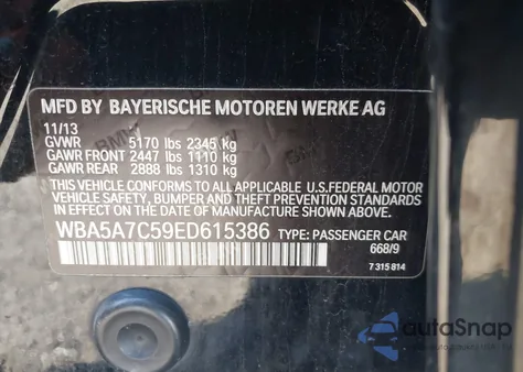 2014 BMW 528I xDrive z USA, uszkodzony, nr VIN WBA5A7C59ED615386